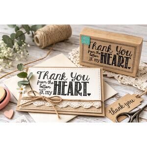 Cam & Chloe Thank You From the Bottom of My Heart Wood Rubber Stamp